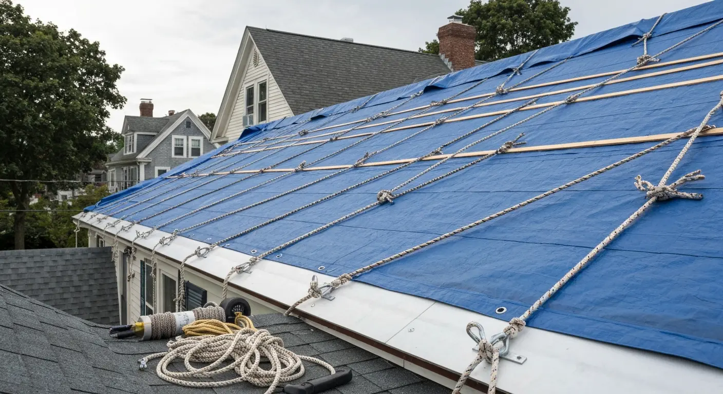 Emergency tarping for storm damage South Shore
