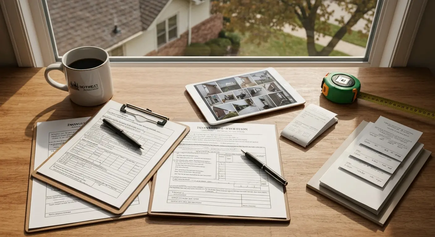 Insurance claim paperwork and documentation