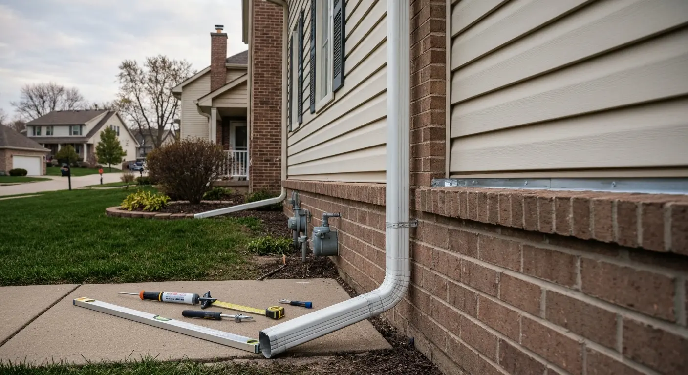 Downspout repair work