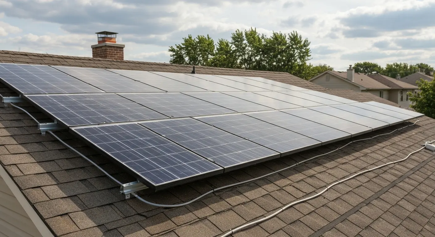 Solar panels on residential roof