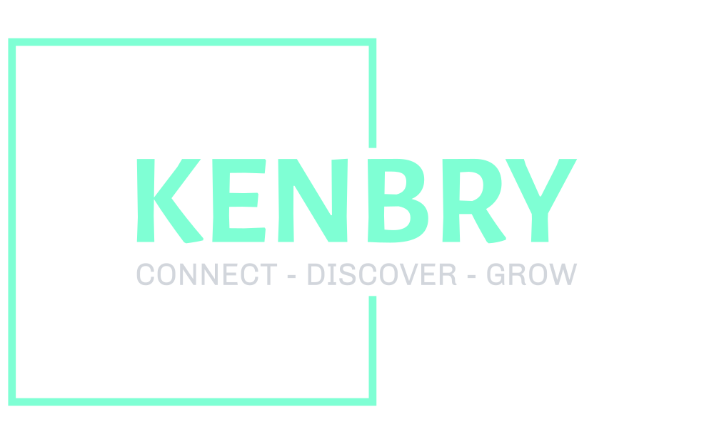 KENBRY logo with tagline "Connect - Discover - Grow" in a minimalist design featuring a modern green outline.