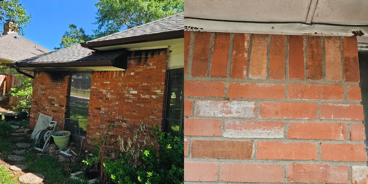 Brick exterior soot removal dry ice blasting before and after