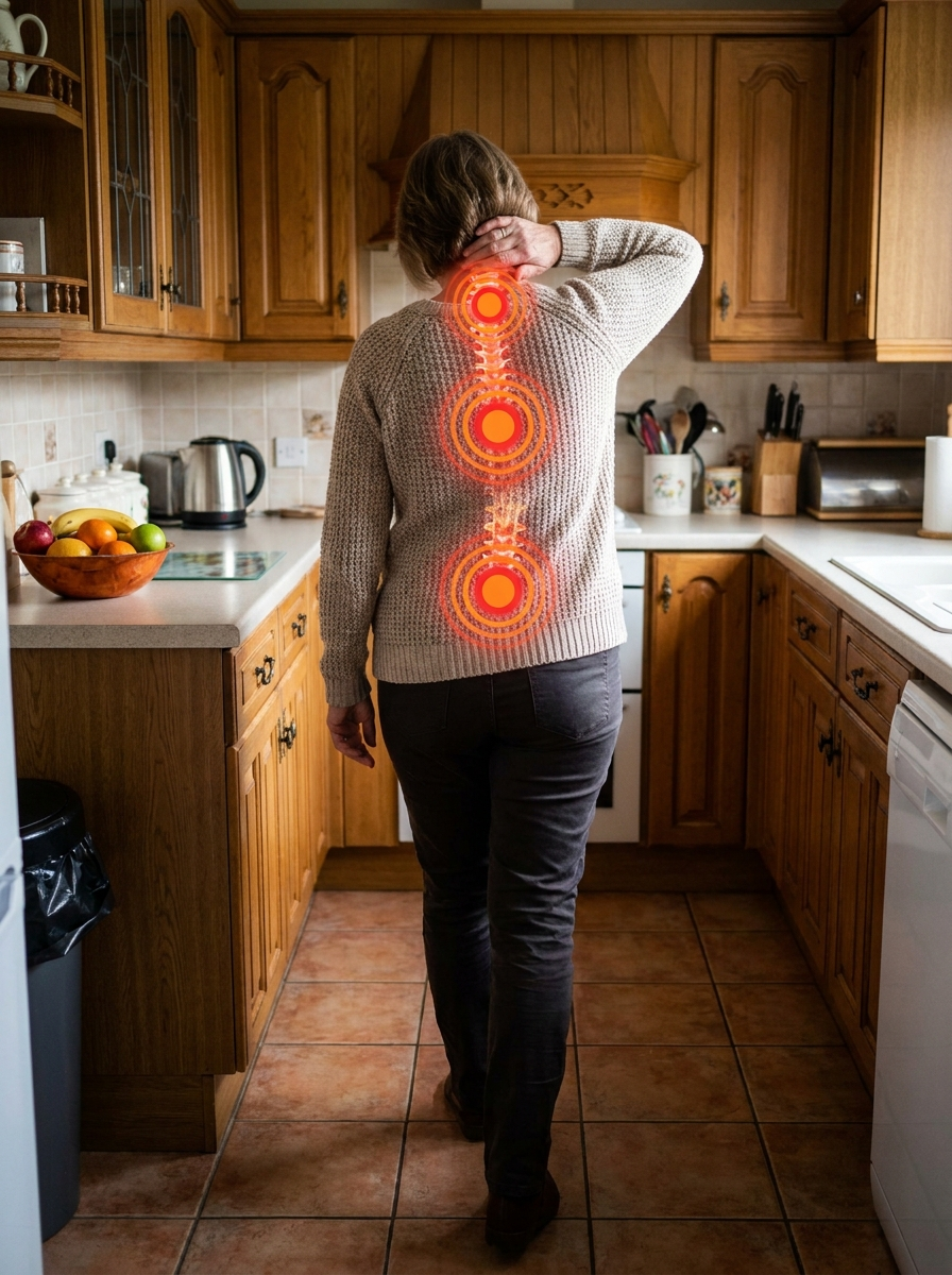 Person holding their lower back due to herniated disc pain
