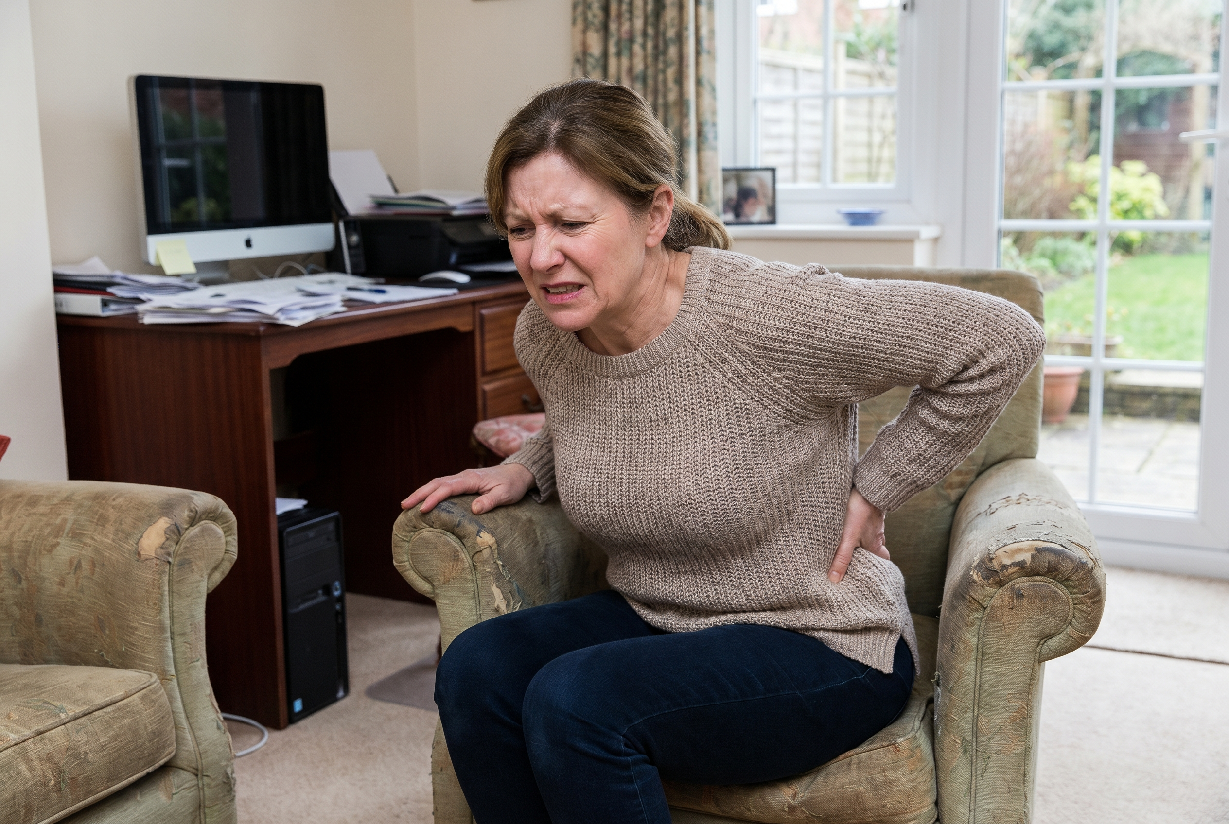 Person experiencing lower back pain from degenerative disc disease