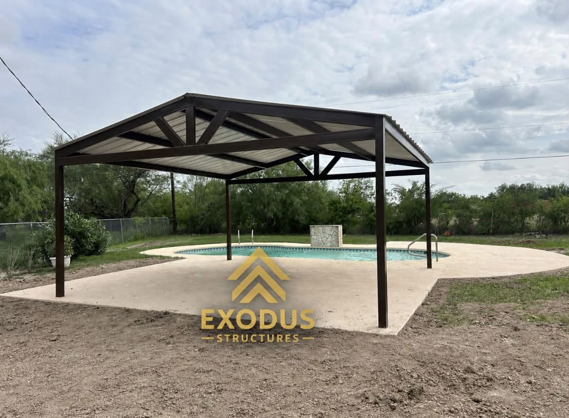 Freestanding steel carport by Exodus Structures