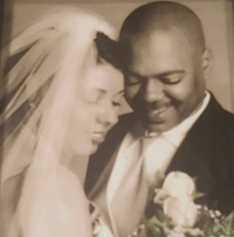 Sherry and Jermain Broussard's wedding photo. Jermaine's passing is Sherry's reason for being involved in the funeral and pre-planning industry.