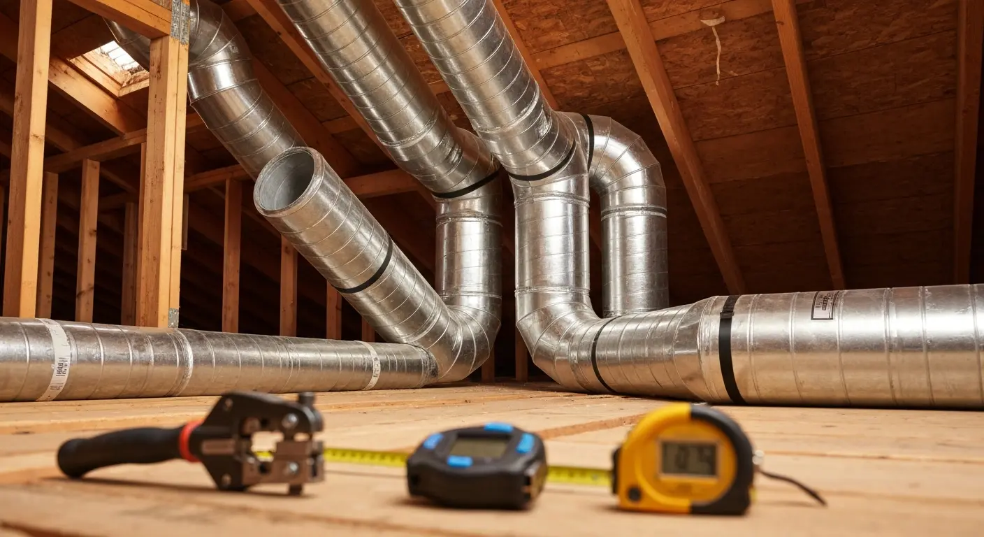 Ductwork installation in attic