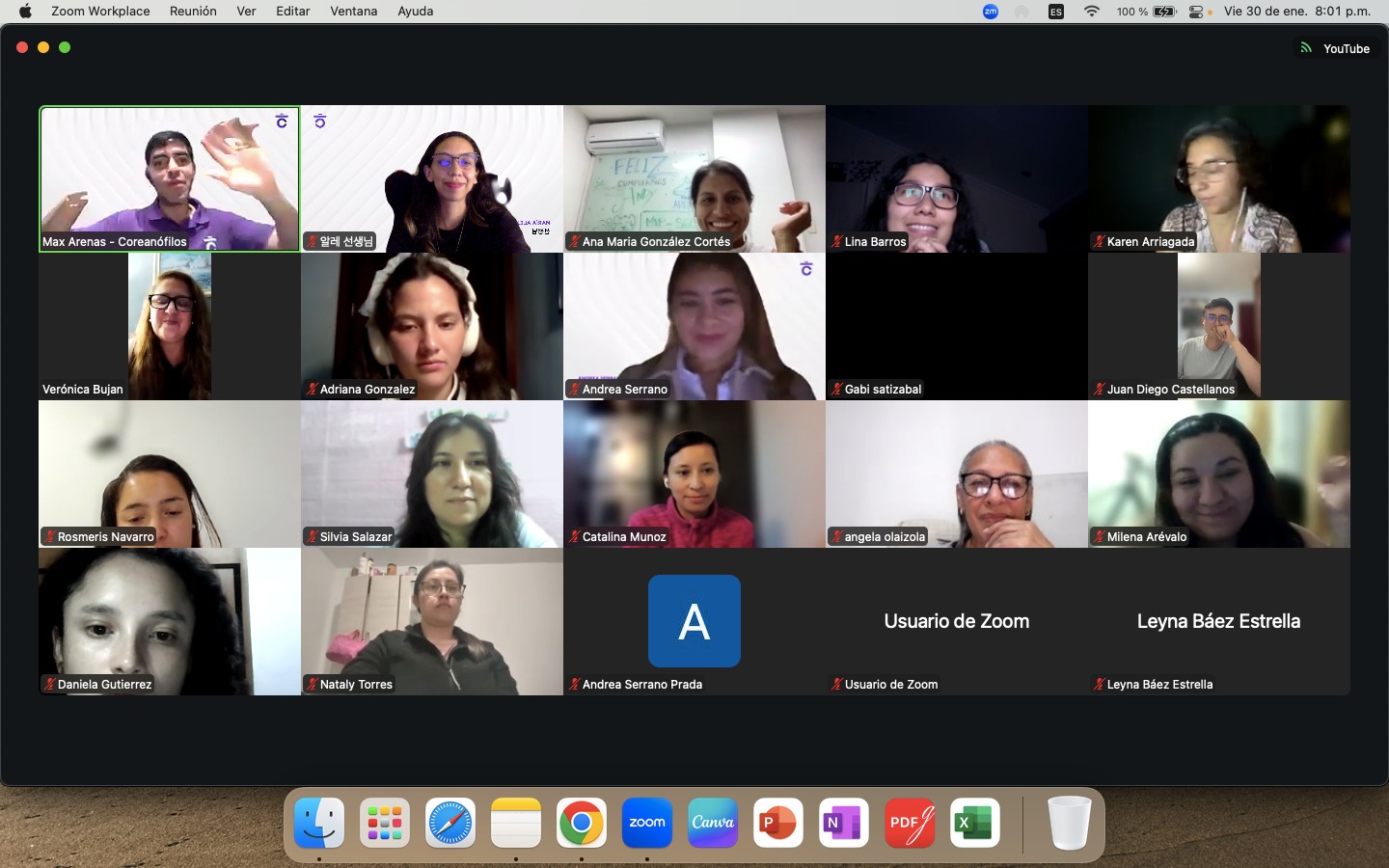 Clase en vivo de Coreanófilos — captura de pantalla 1