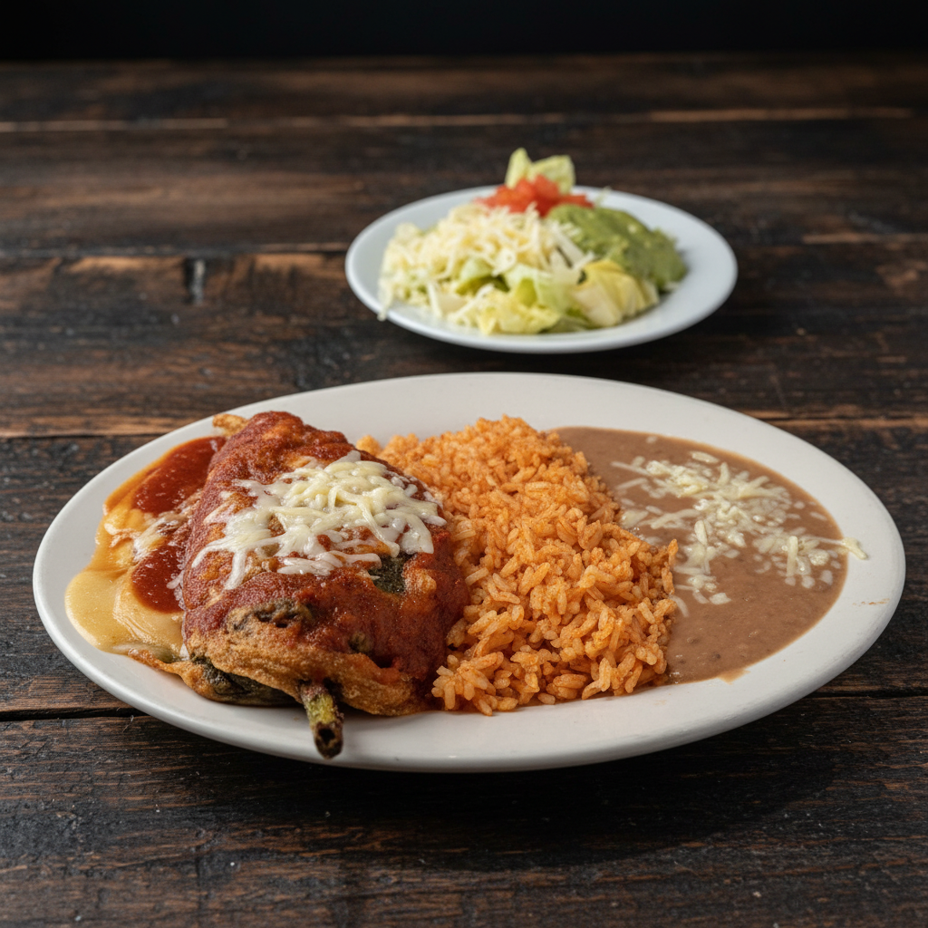 SP9 Chile Relleno Lunch Plate with Rice & Beans