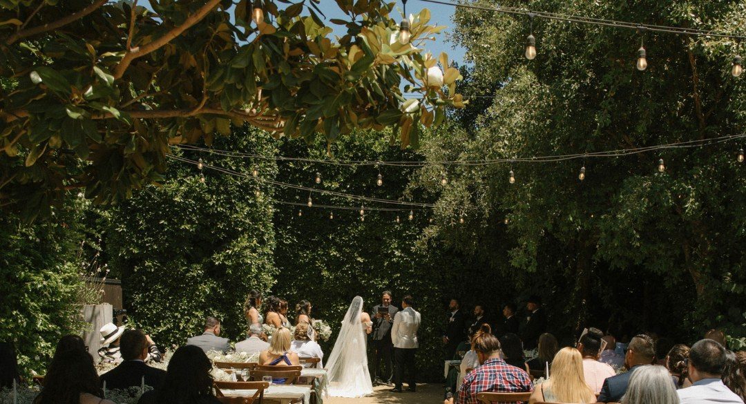 A ceremony under the bistro lights