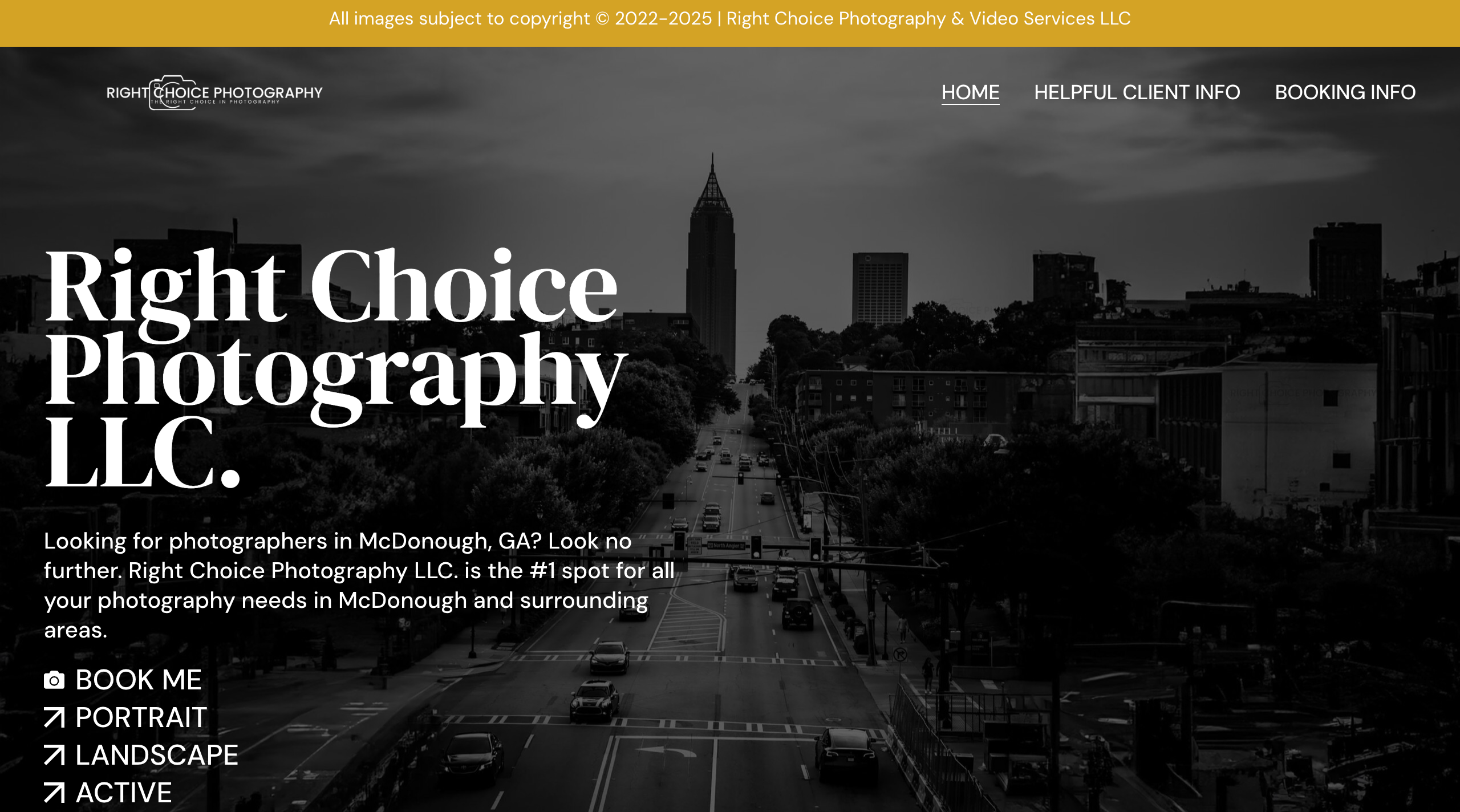 Website design example: Right Choice Photography