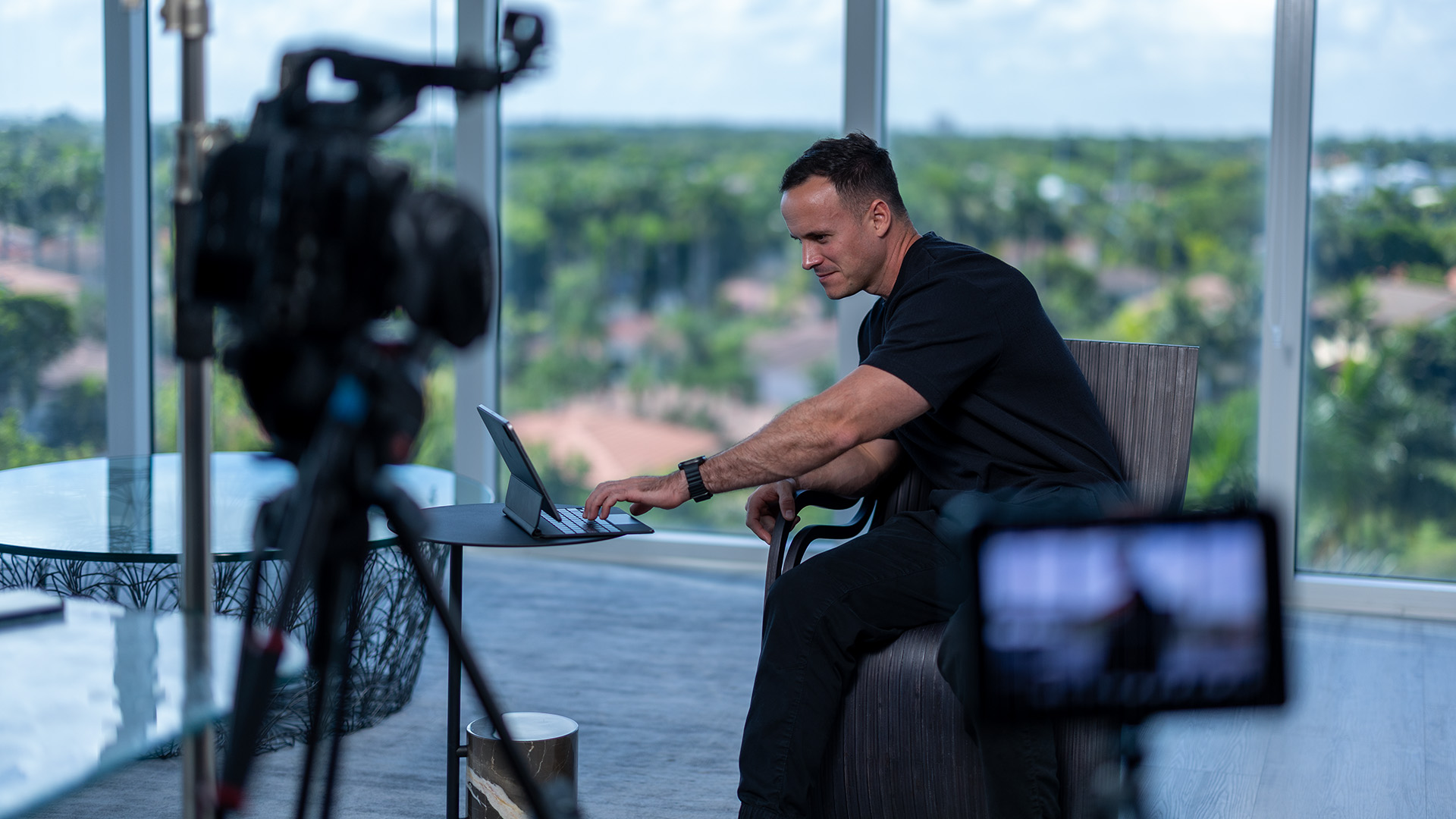 Fernando Medina directing on set at Golden Hour Media
