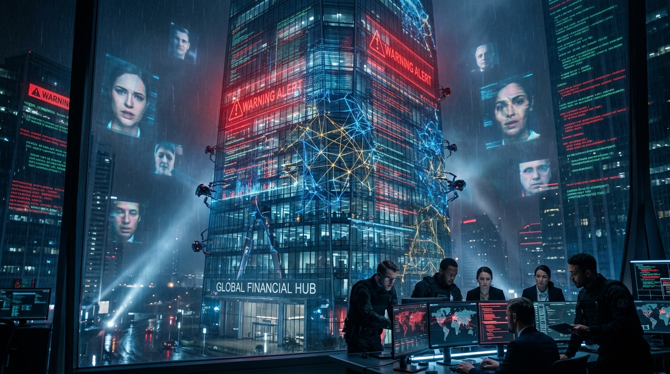 Futuristic banking cybersecurity system under advanced AI-powered cyberattack threat