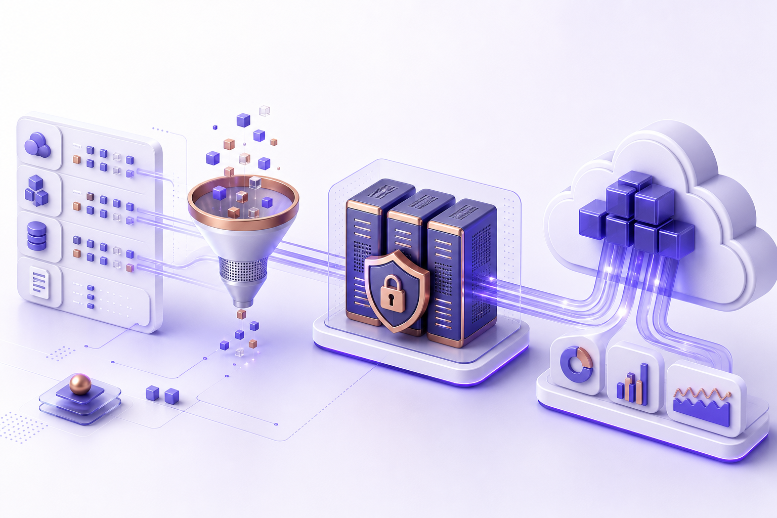 Conceptual diagram illustrating hybrid enterprise data processing pathways and local security gateways.