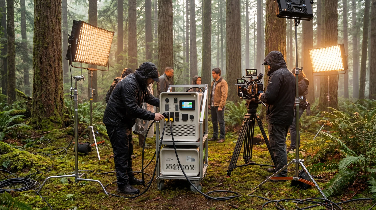 Apollo 5K battery system powering film set equipment