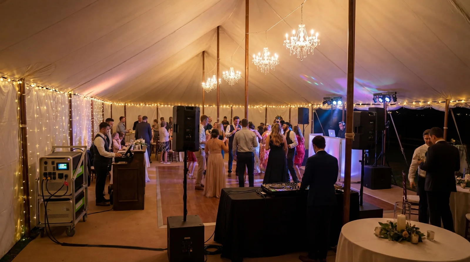 Apollo 5K providing silent power at outdoor wedding reception