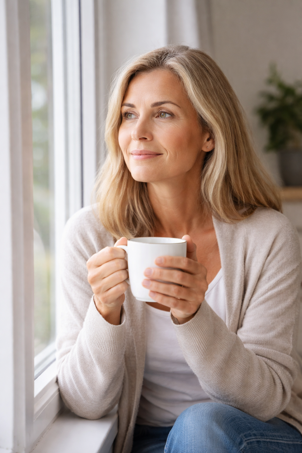 A woman enjoying a calm moment