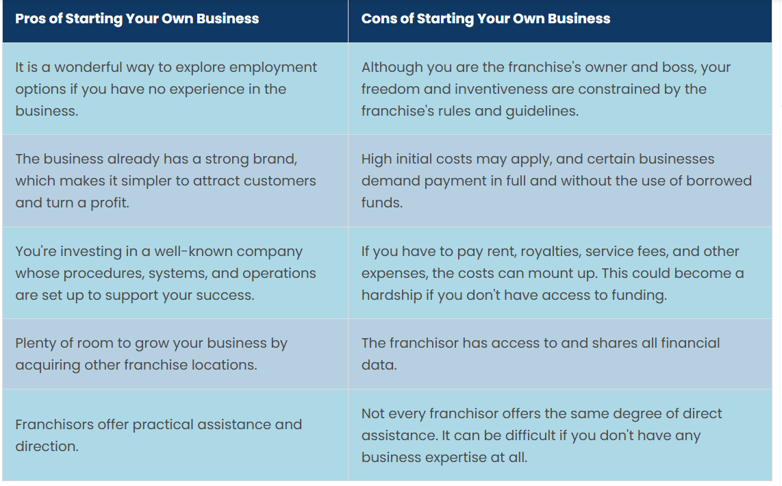 Pros and Cons of Starting Your Own Business