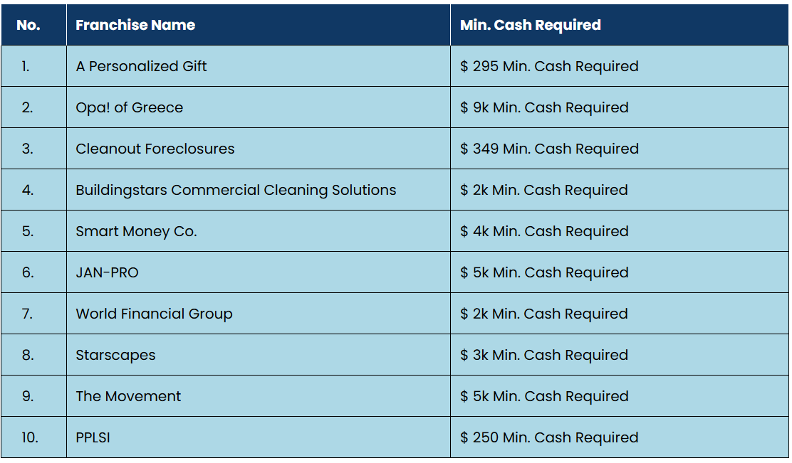 List of Other Franchises for Sale Under 10k