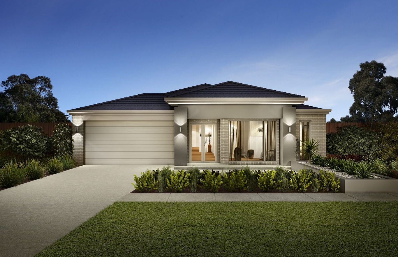 Well-maintained home exterior with professional landscaping, exterior lighting, and clean architectural design that enhances curb appeal and attracts home buyers.