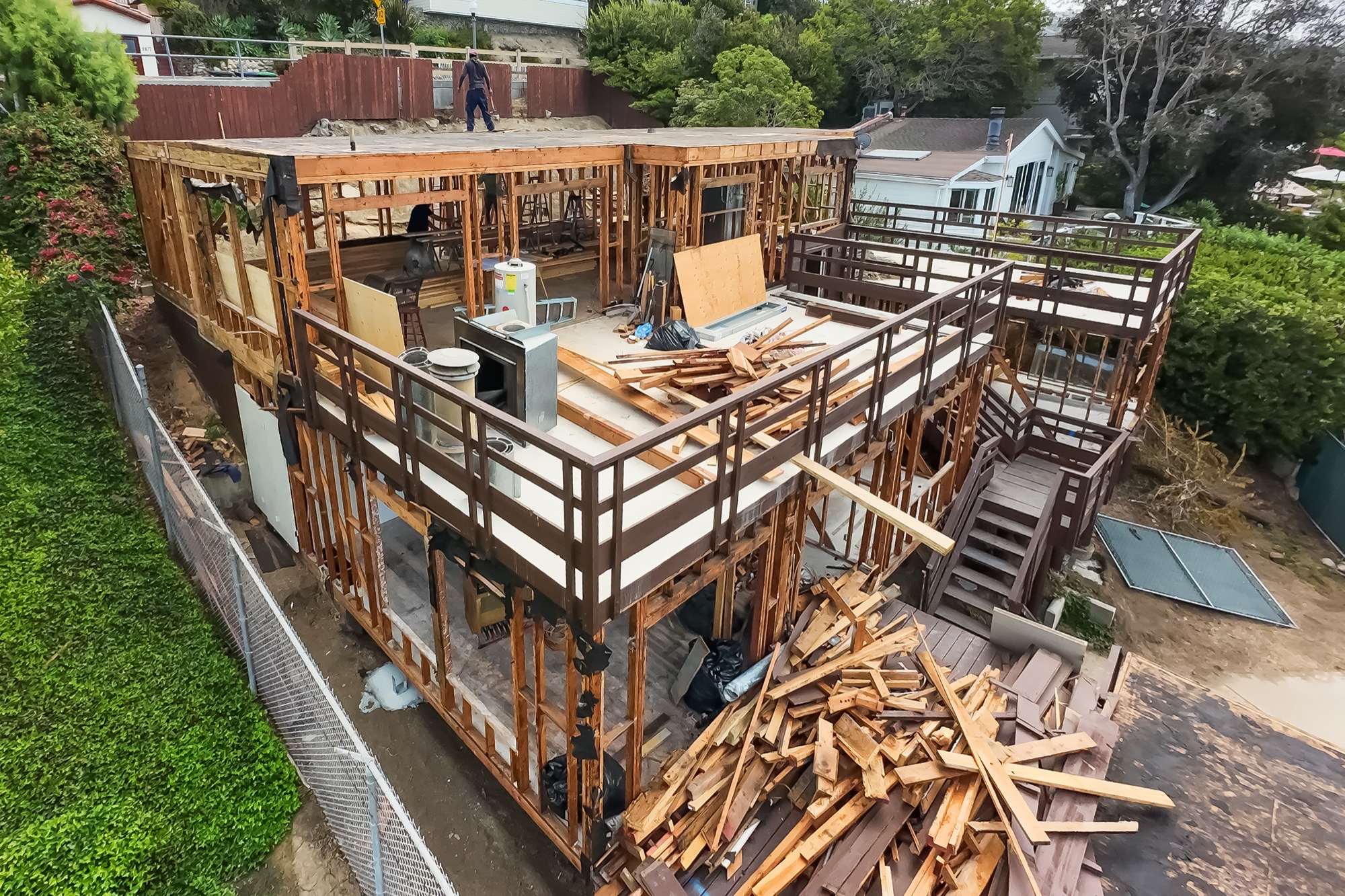 Custom home under construction in Laguna Beach, CA