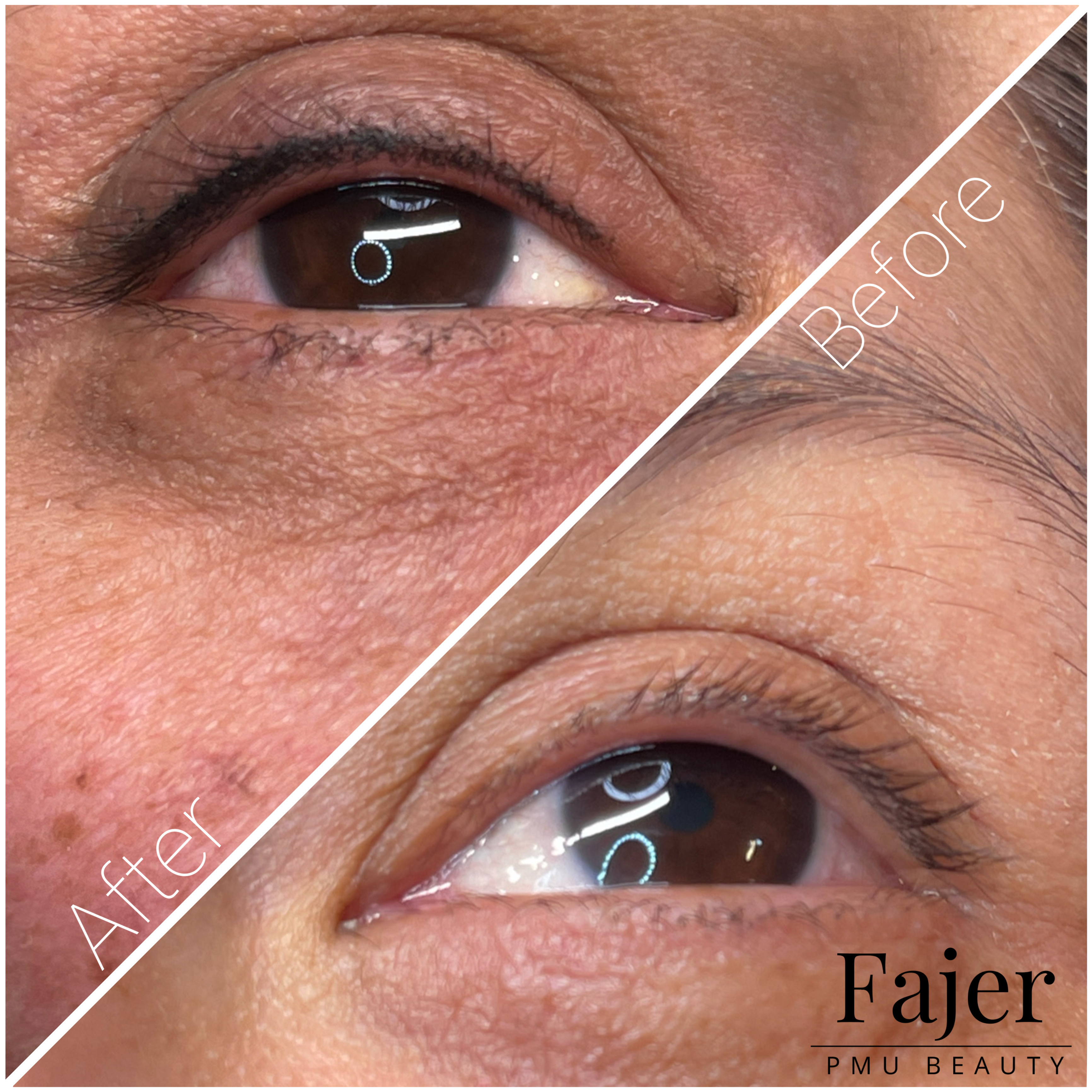 Before and after permanent makeup result