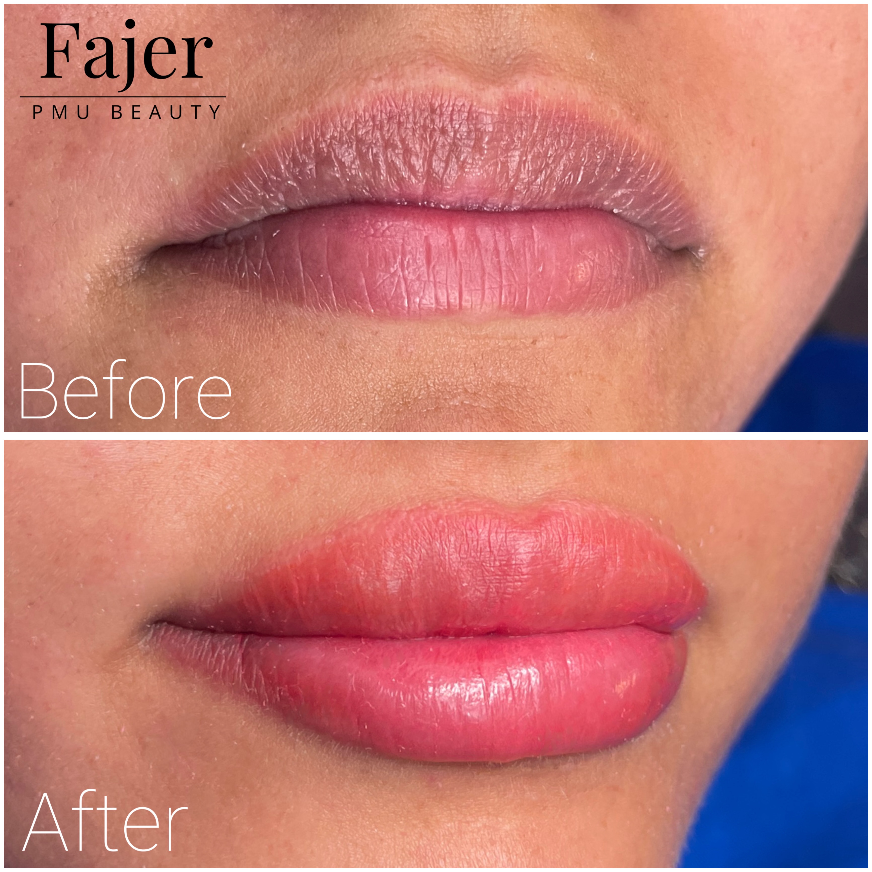 Before and after permanent makeup result