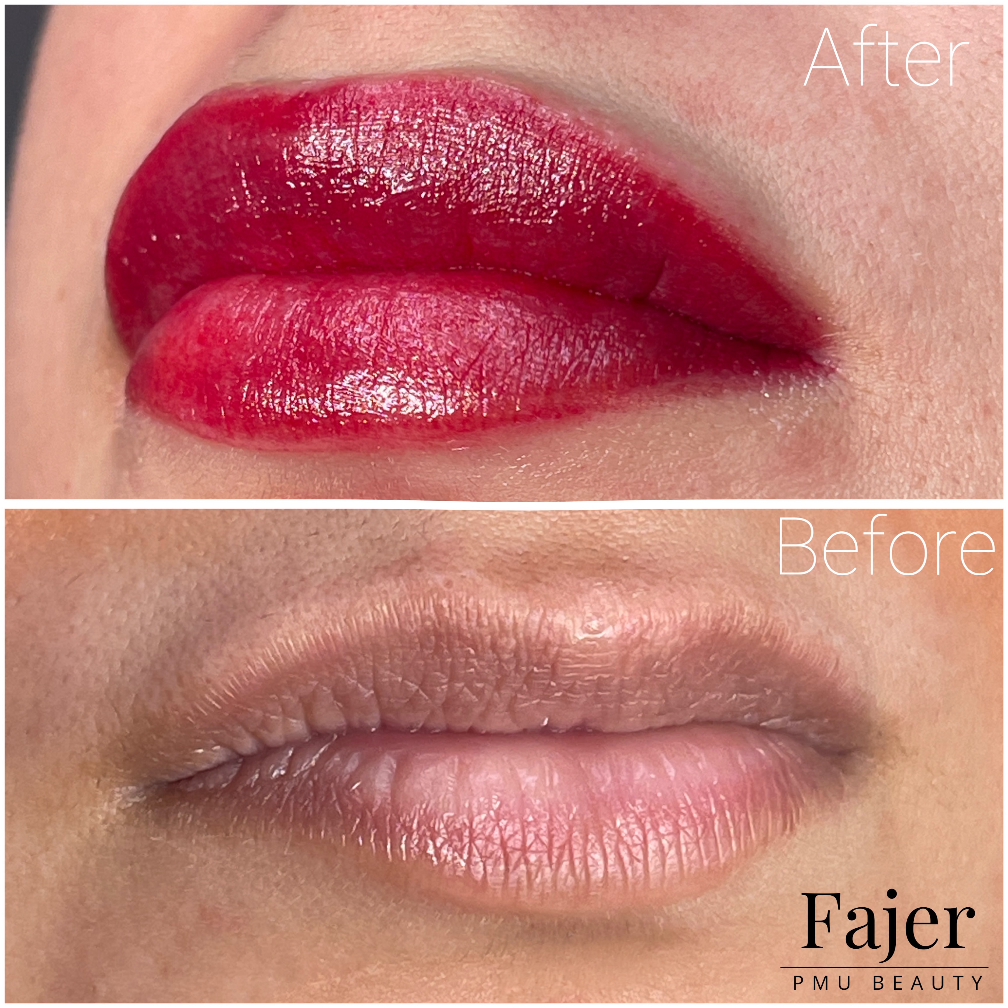 Before and after permanent makeup result