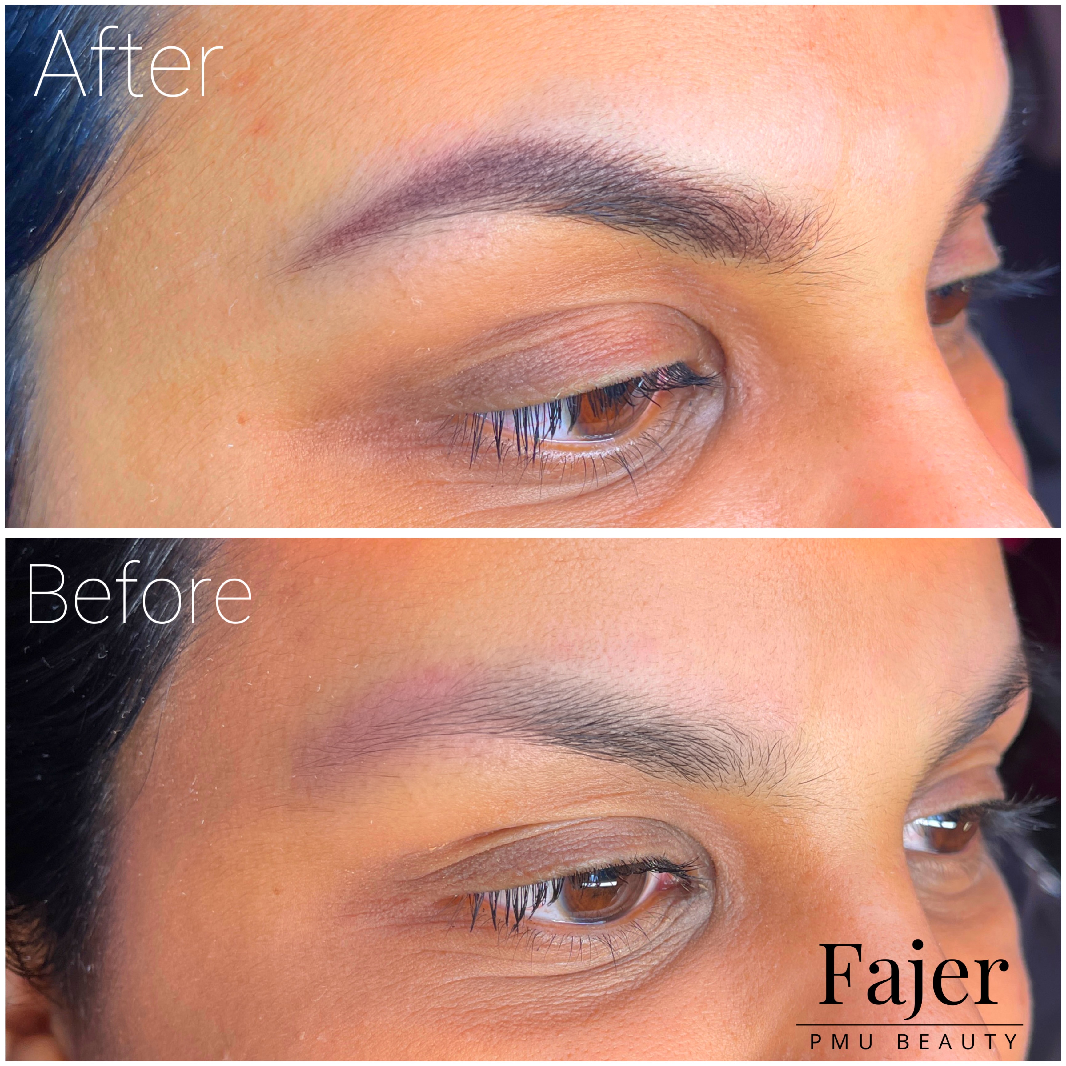 Before and after permanent makeup result