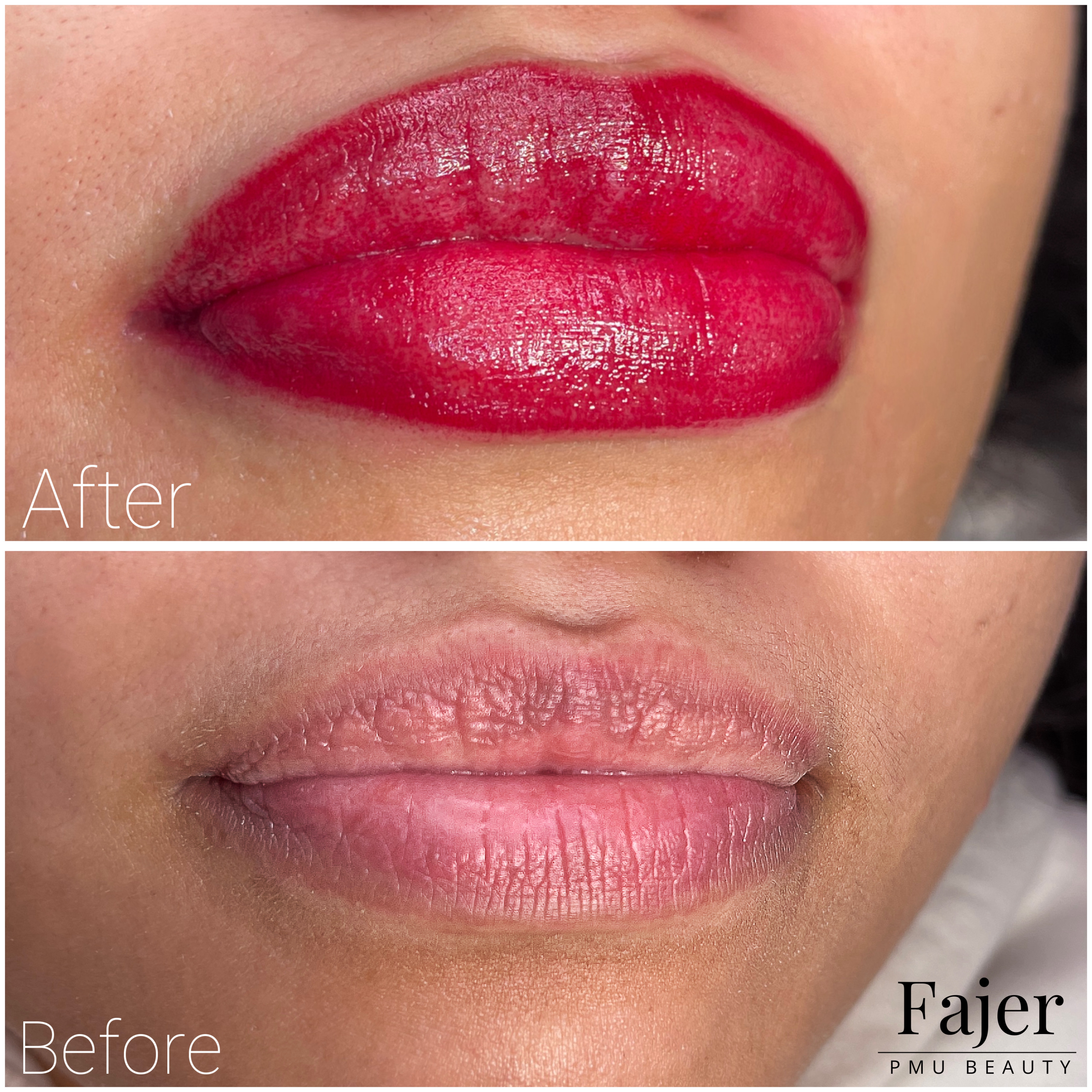 Before and after permanent makeup result