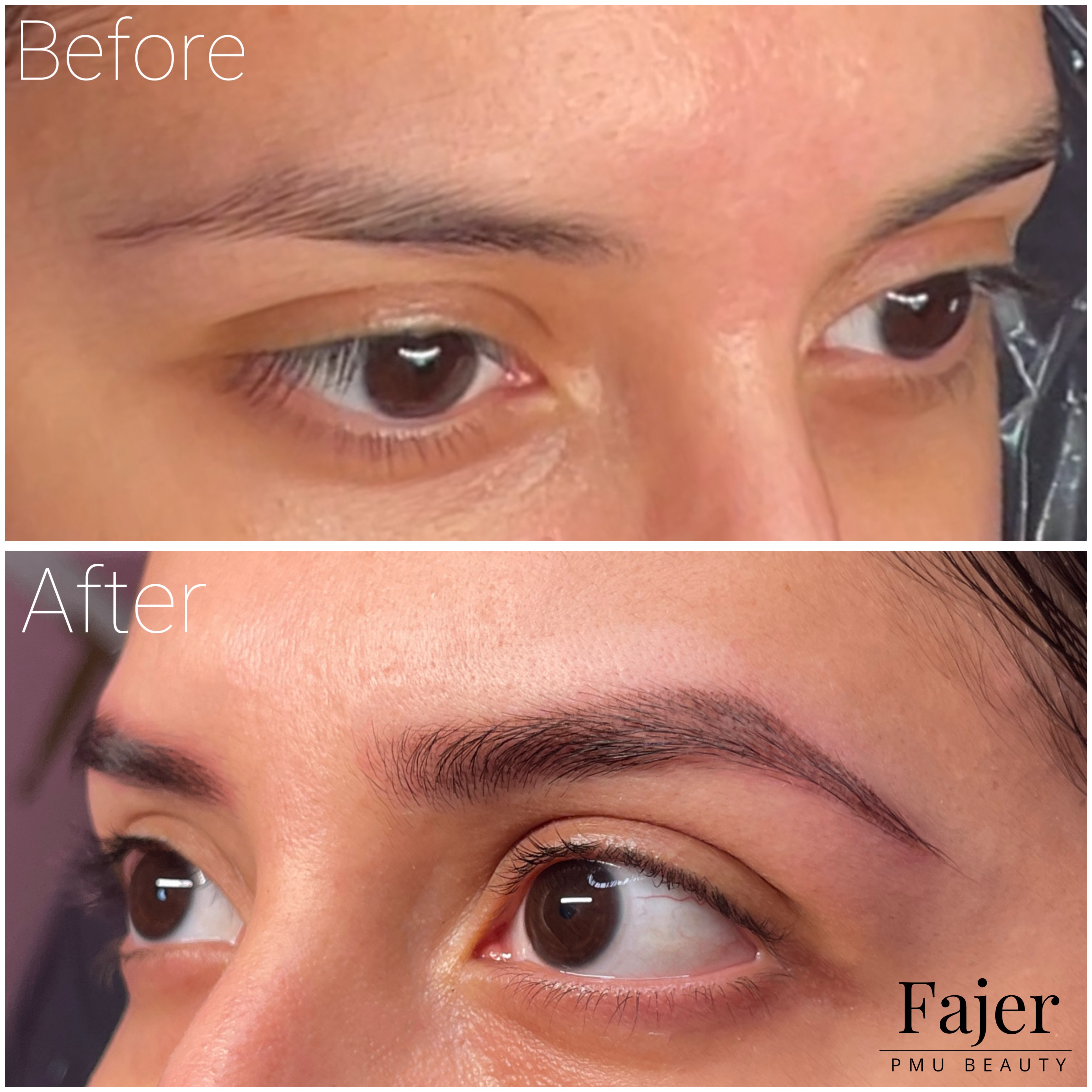 Before and after permanent makeup result