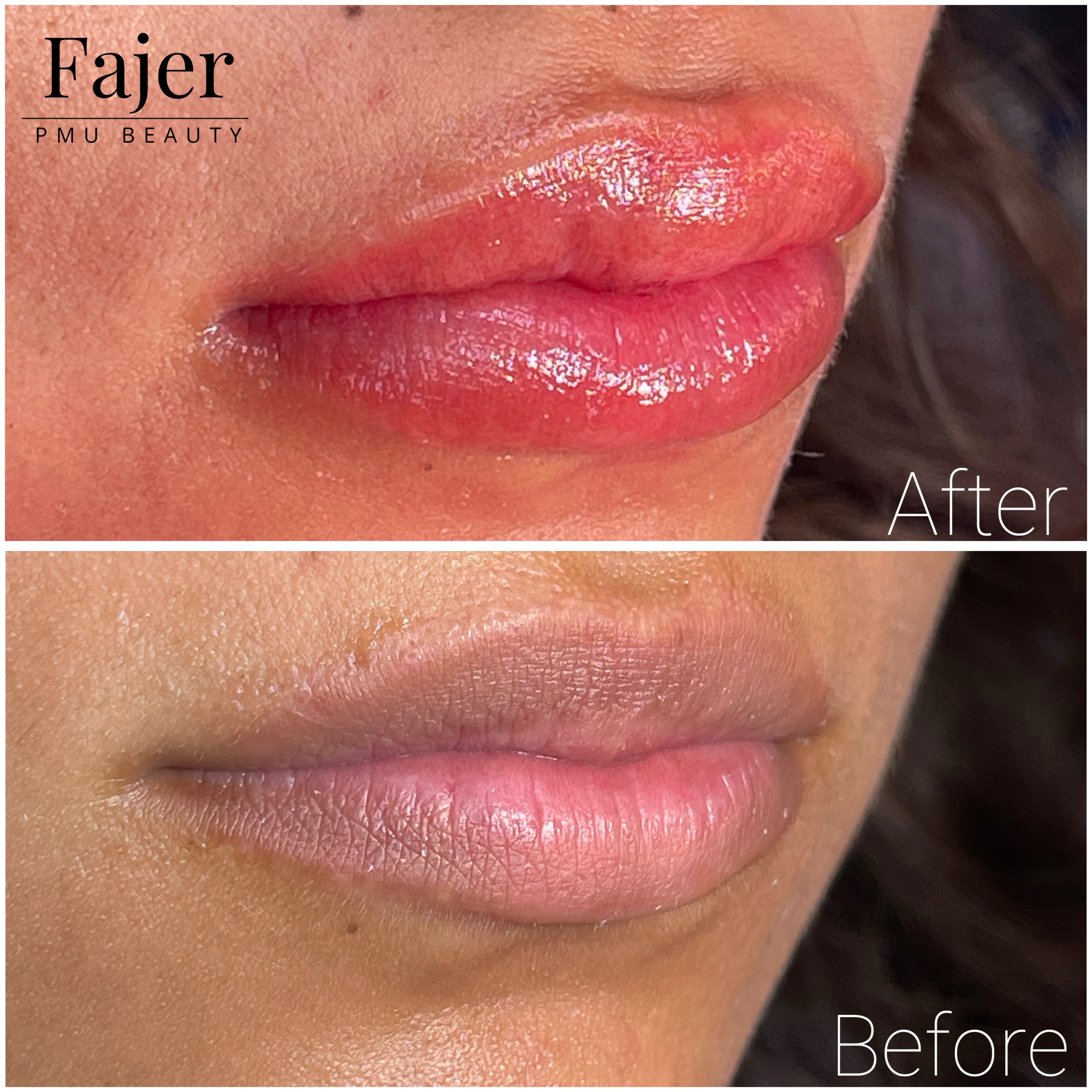 Before and after permanent makeup result