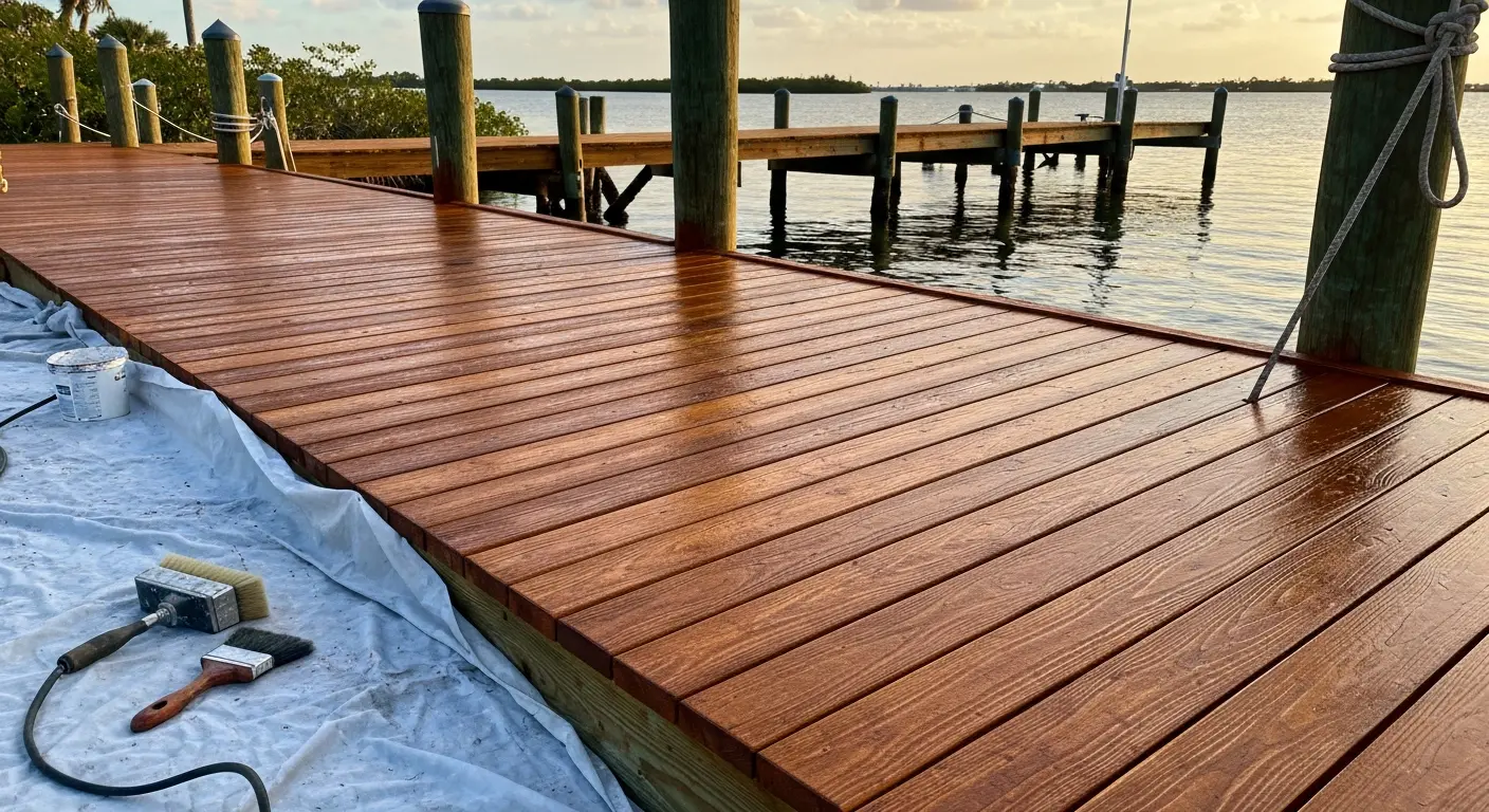 Commercial dock staining