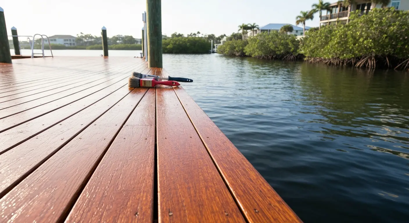 Dock staining near water in Pinellas County