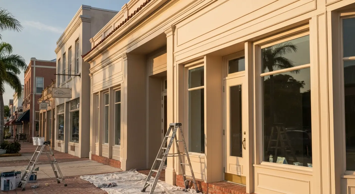Exterior painting of downtown Safety Harbor commercial building