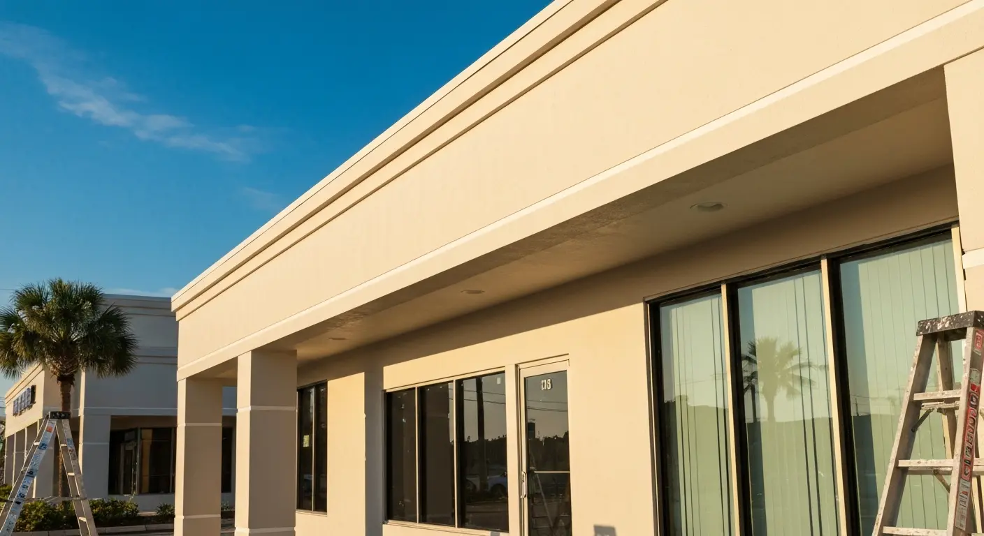 Commercial building exterior painted