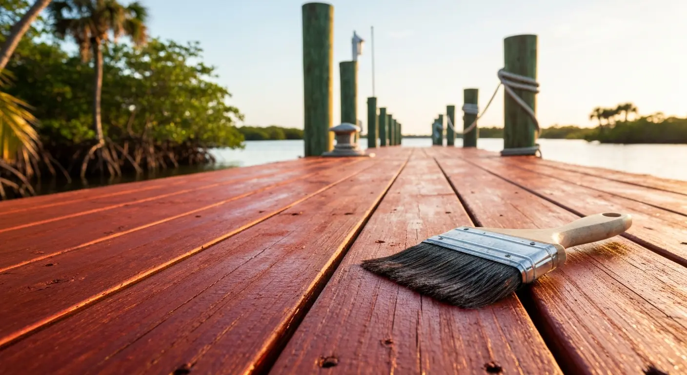 Waterfront dock staining