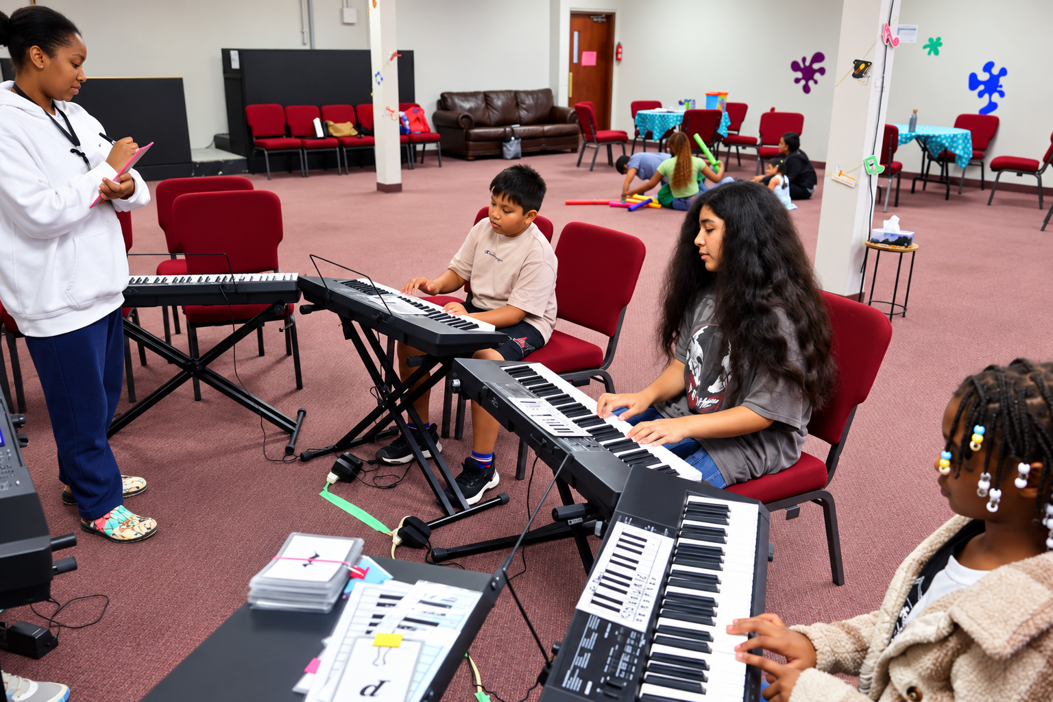 Young piano student practicing at a keyboard at Nova Music School Young piano student practicing at a keyboard at Nova Music School