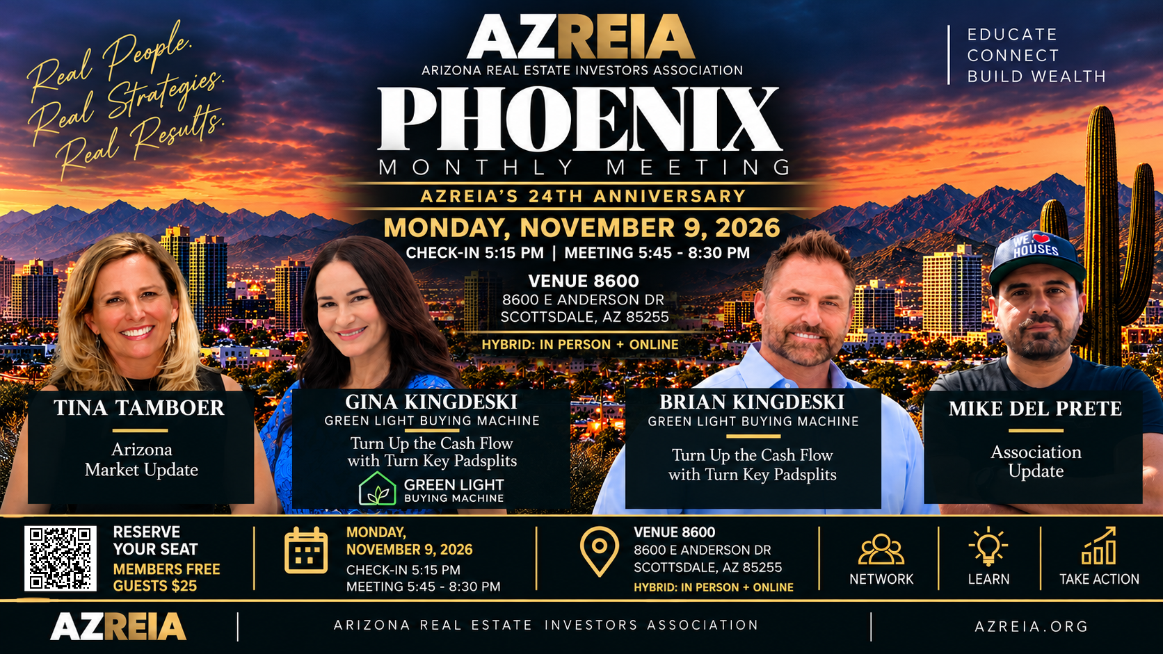 Turn up the Cash Flow with Turn Key Padsplits - AZREIA Phoenix Monthly Meeting, Monday November 9 - 24th Anniversary