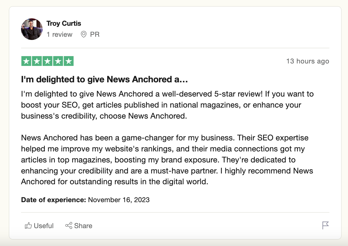 Trustpilot review 5
