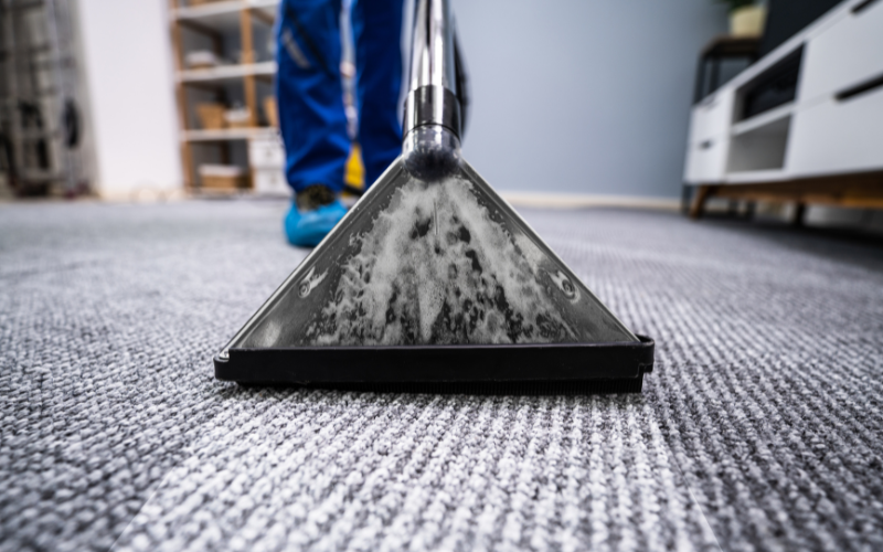 Steam cleaning carpet