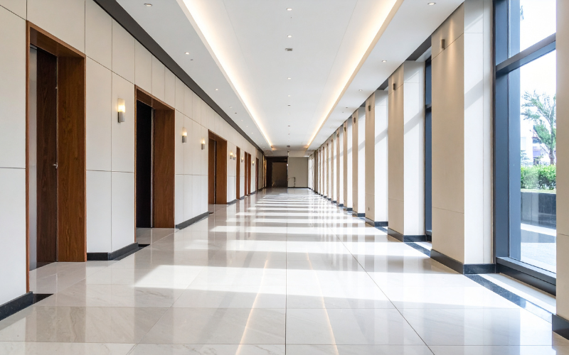 Shiny polished showroom floor