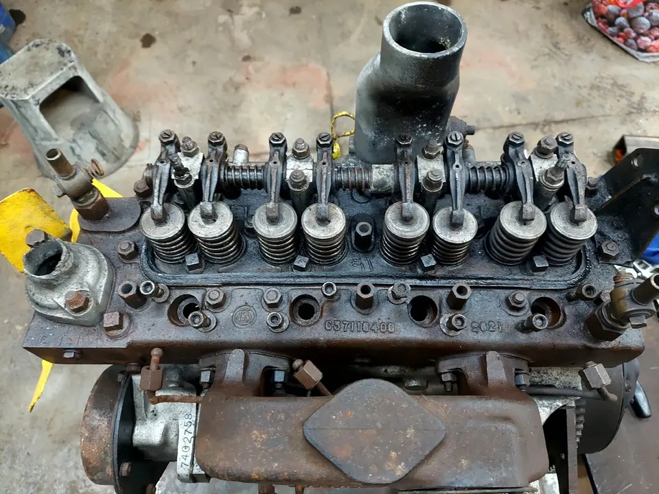 Rocker gear and valve springs on a classic engine