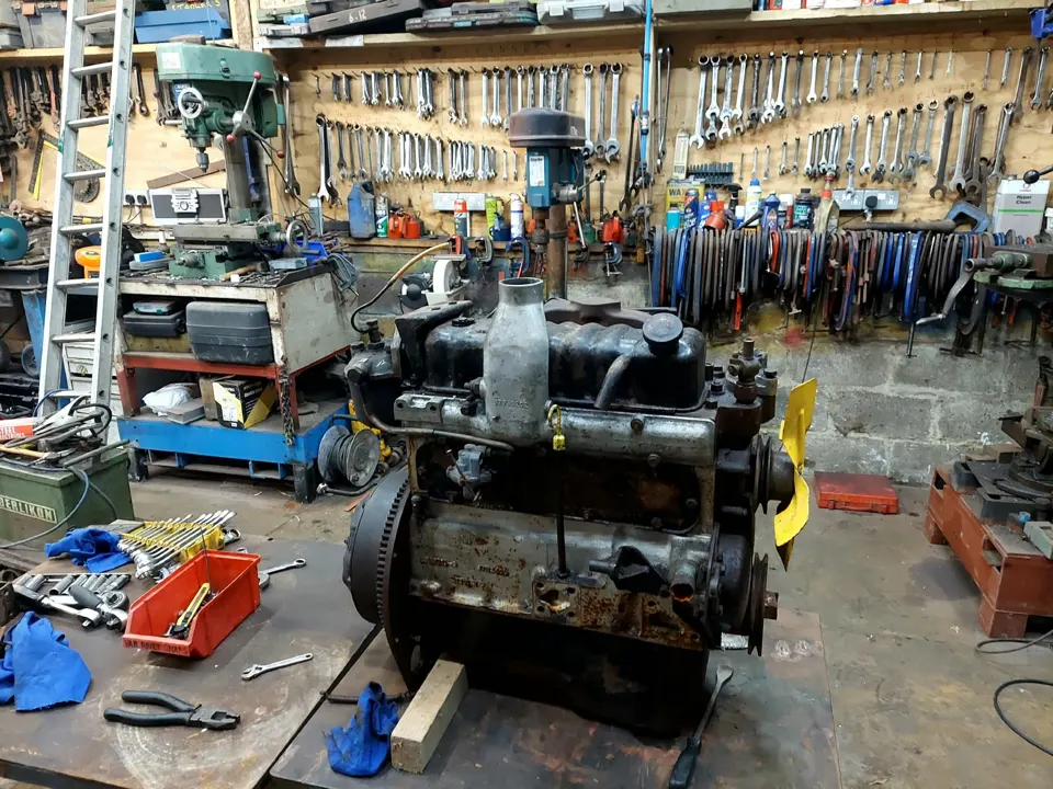 Classic engine rebuild in progress in our fully equipped Kent workshop