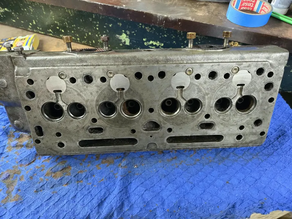 Cleaned cylinder head face ready for inspection