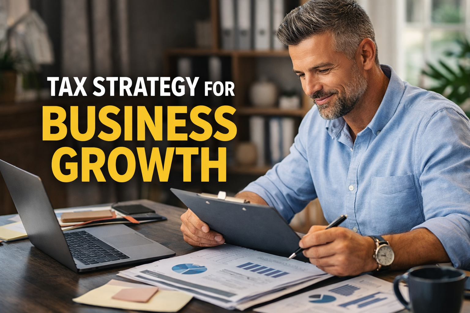 Business owner using tax strategy to plan growth Business owner using tax strategy to plan growth