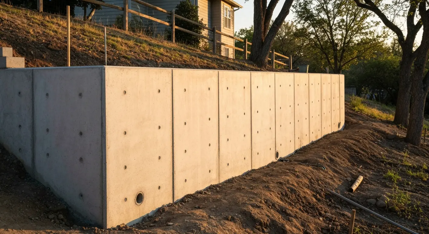 Retaining wall in concrete
