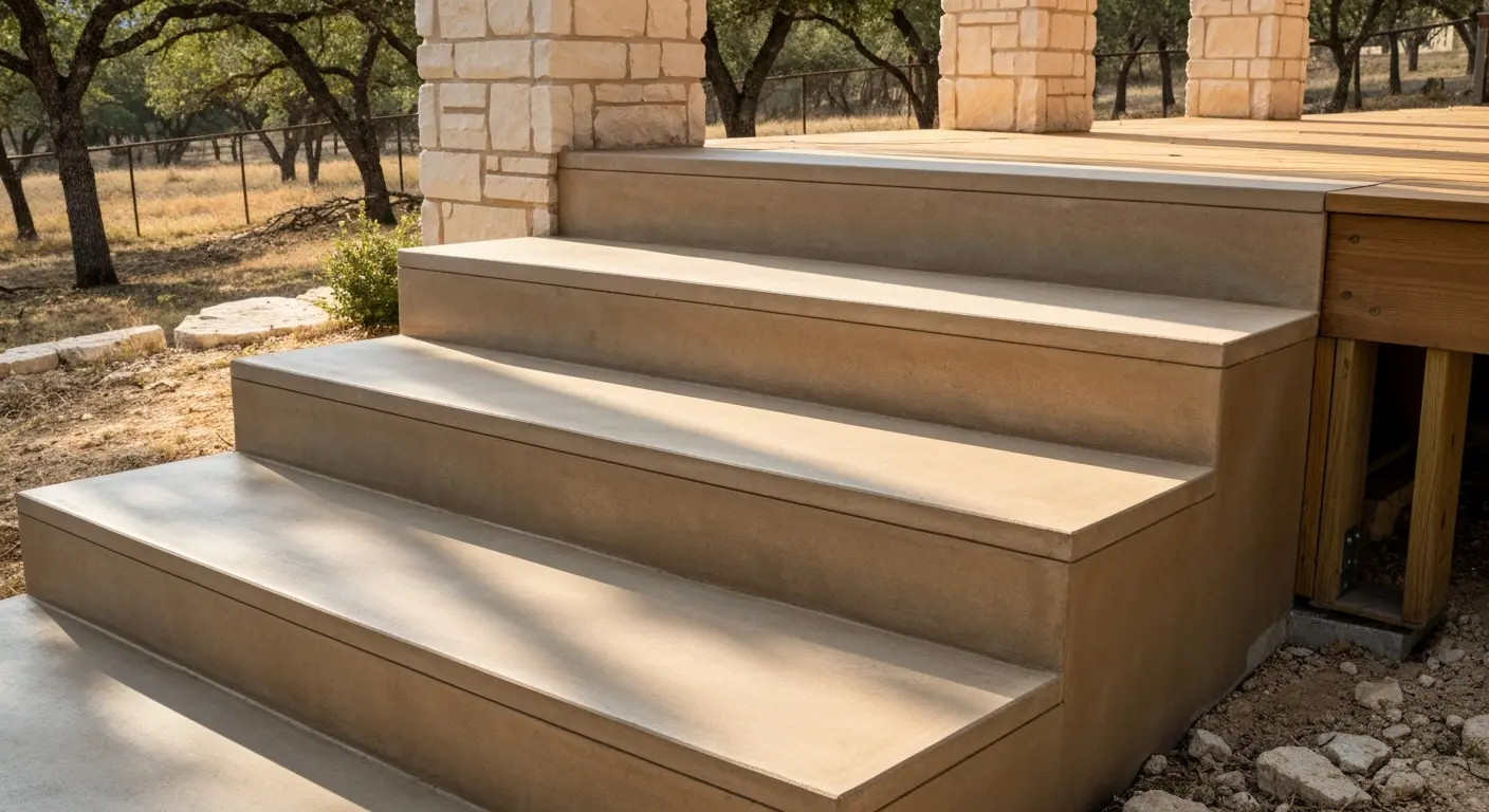 Outdoor deck concrete stairs
