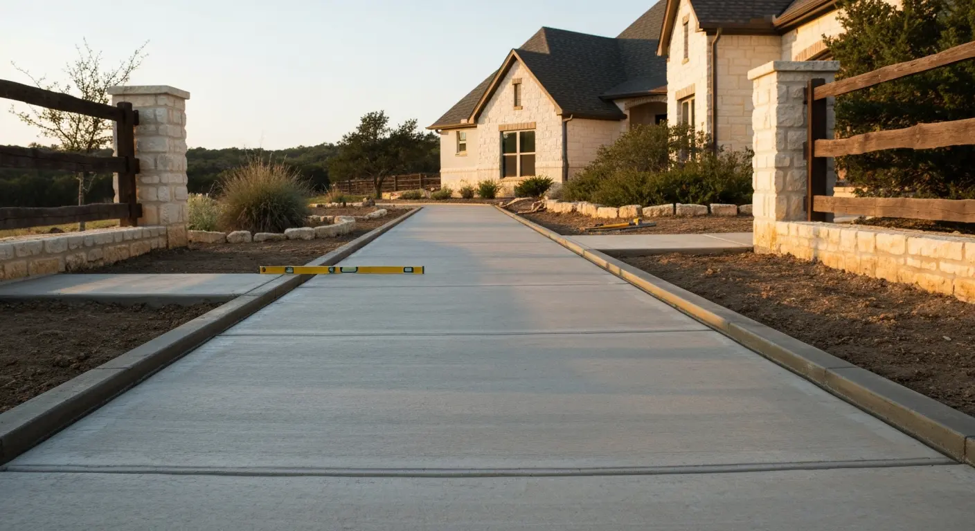 Concrete sidewalk pathway