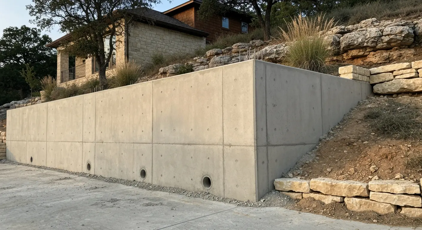 Concrete retaining wall